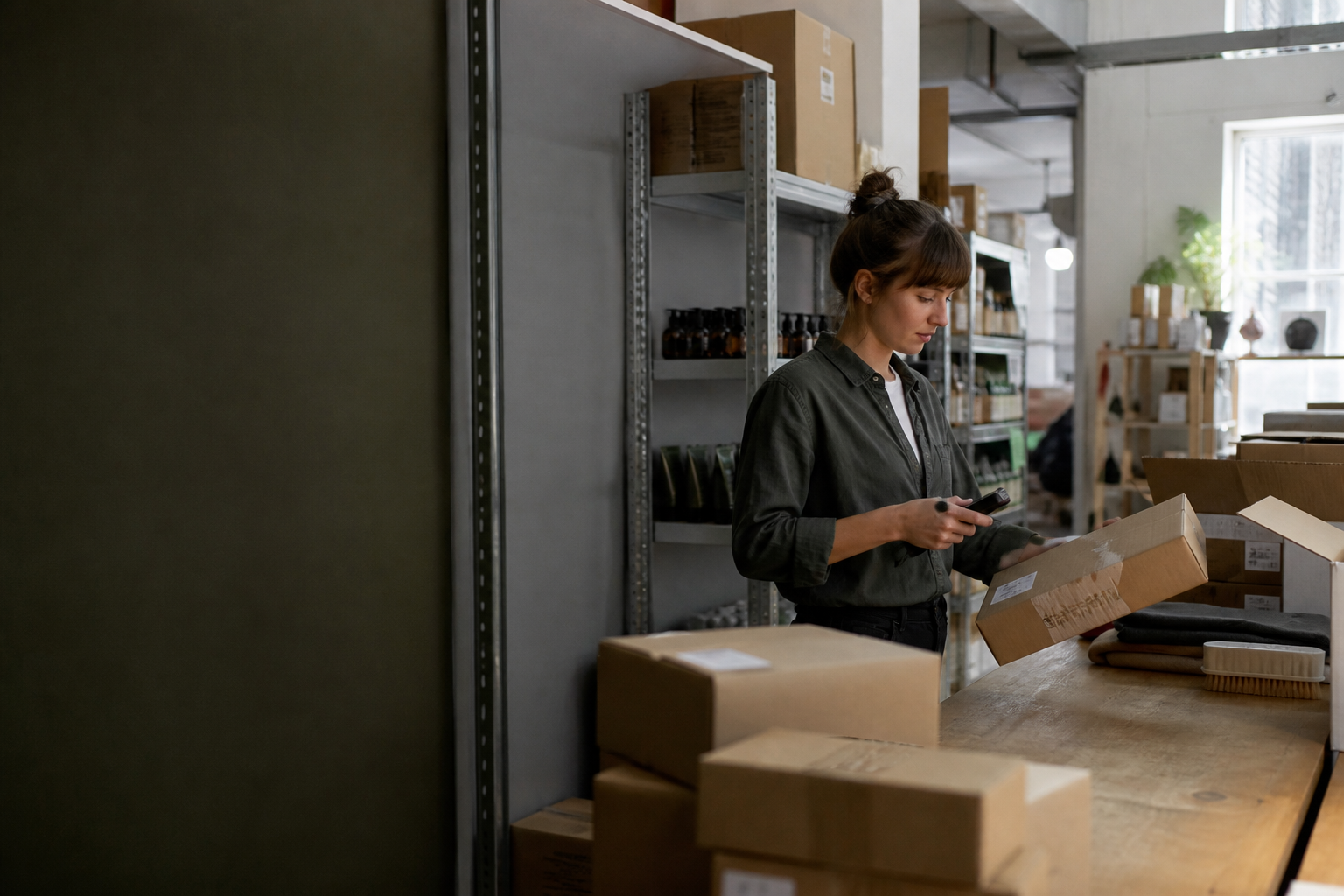 Medewerker ontvangt en scant goederen in het magazijn van een retailer